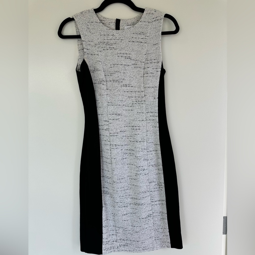 Calvin Klein Black and White Sleeveless Dress